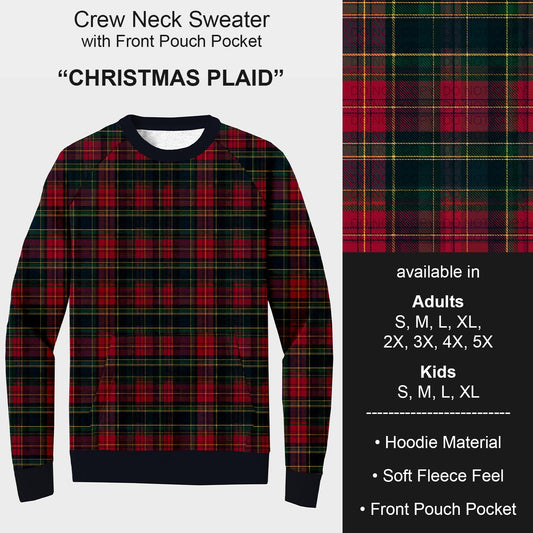 B254 - Preorder Christmas Plaid Sweater w/ Front Pocket (Closes 10/05. ETA early Dec.)