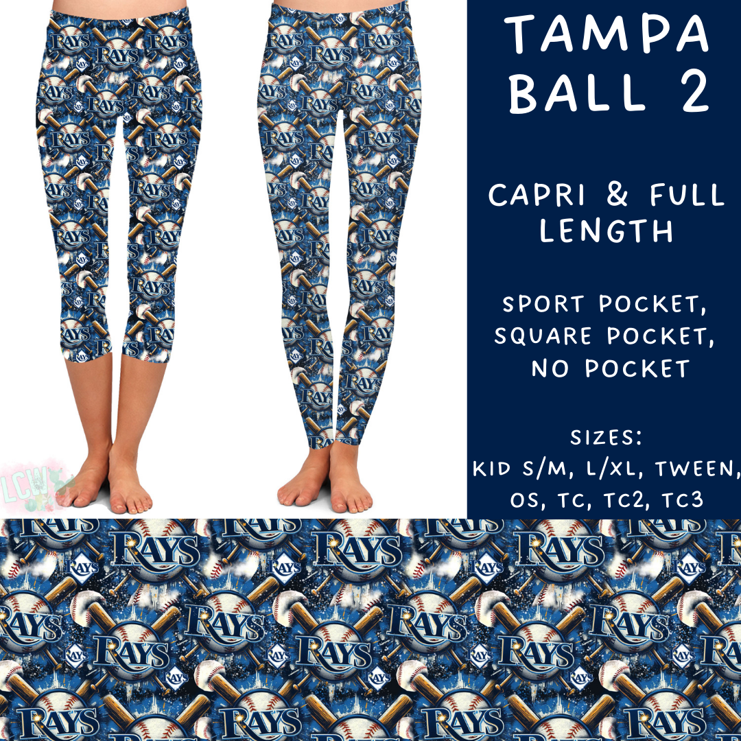 Batch #498 - Strike Out 3 - Closes 3/2 - ETA early May - Tampa Ball 2 Full and Capri Length Leggings - Alonna's Legging Land