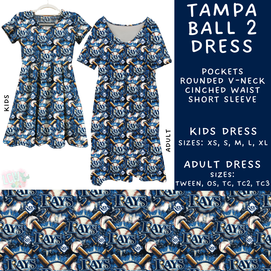 Batch #498 - Strike Out 3 - Closes 3/2 - ETA early May - Tampa Ball 2 Adult & Kids Dresses - Alonna's Legging Land