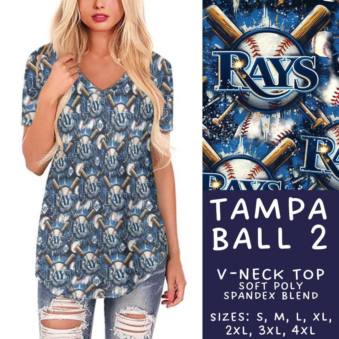Batch #498 - Strike Out 3 - Closes 3/2 - ETA early May - Tampa Ball 2 V-Neck Tee - Alonna's Legging Land