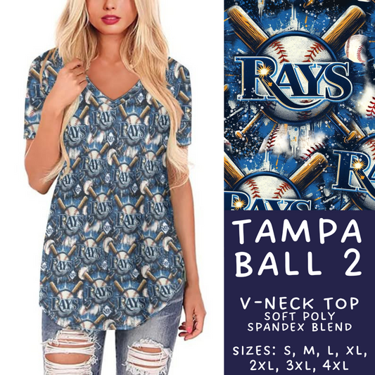 Batch #498 - Strike Out 3 - Closes 3/2 - ETA early May - Tampa Ball 2 V-Neck Tee - Alonna's Legging Land