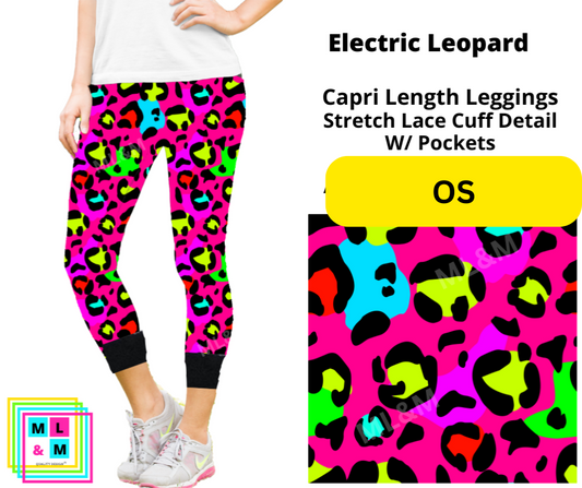 *Clearance* Price Drops in Cart! Electric Leopard Lace Cuff Capris w/ Pockets - Alonna's Legging Land