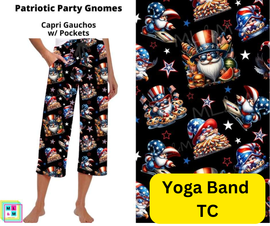 *Clearance* Price Drops in Cart! Patriotic Party Gnomes Capri Gauchos - Alonna's Legging Land