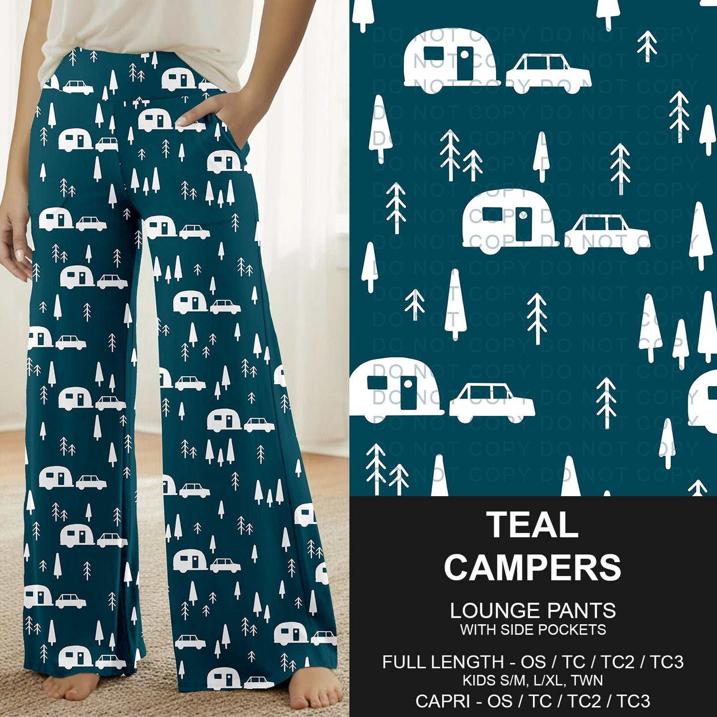 B293 - Preorder Teal Campers Lounge Pants (Closes 5/31. ETA: early Aug.)