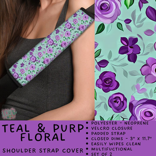 Batch #423 - Car Accessories - Closes 10/2 - ETA mid/late Nov - Teal & Purp Floral Shoulder Strap Pads