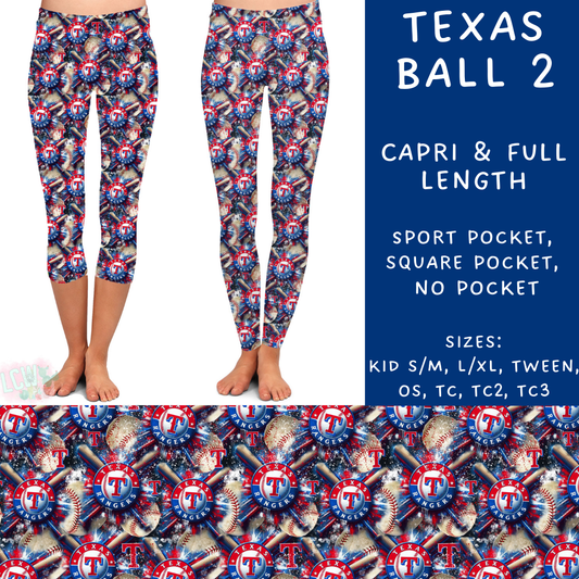 Batch #498 - Strike Out 3 - Closes 3/2 - ETA early May - Texas Ball 2 Full and Capri Length Leggings - Alonna's Legging Land