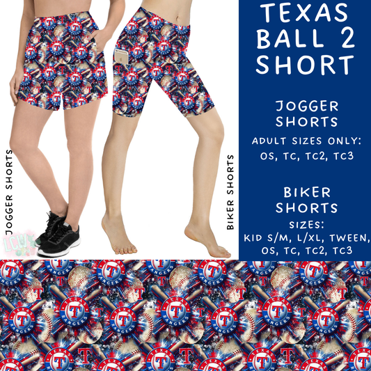 Batch #498 - Strike Out 3 - Closes 3/2 - ETA early May - Texas Ball 2 Biker & Jogger Shorts - Alonna's Legging Land