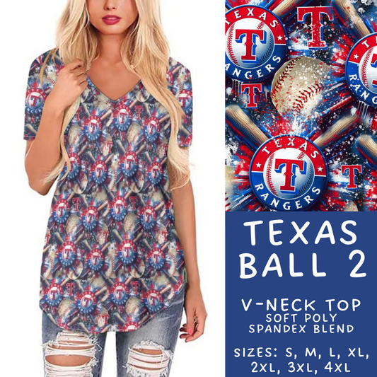 Batch #498 - Strike Out 3 - Closes 3/2 - ETA early May - Texas Ball 2 V-Neck Tee