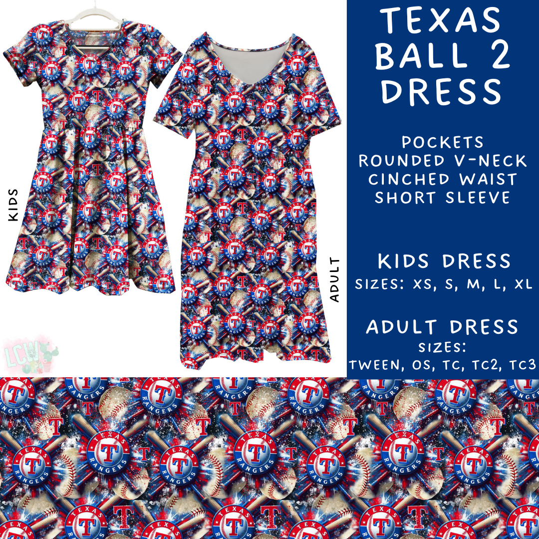 Batch #498 - Strike Out 3 - Closes 3/2 - ETA early May - Texas Ball 2 Adult & Kids Dresses - Alonna's Legging Land