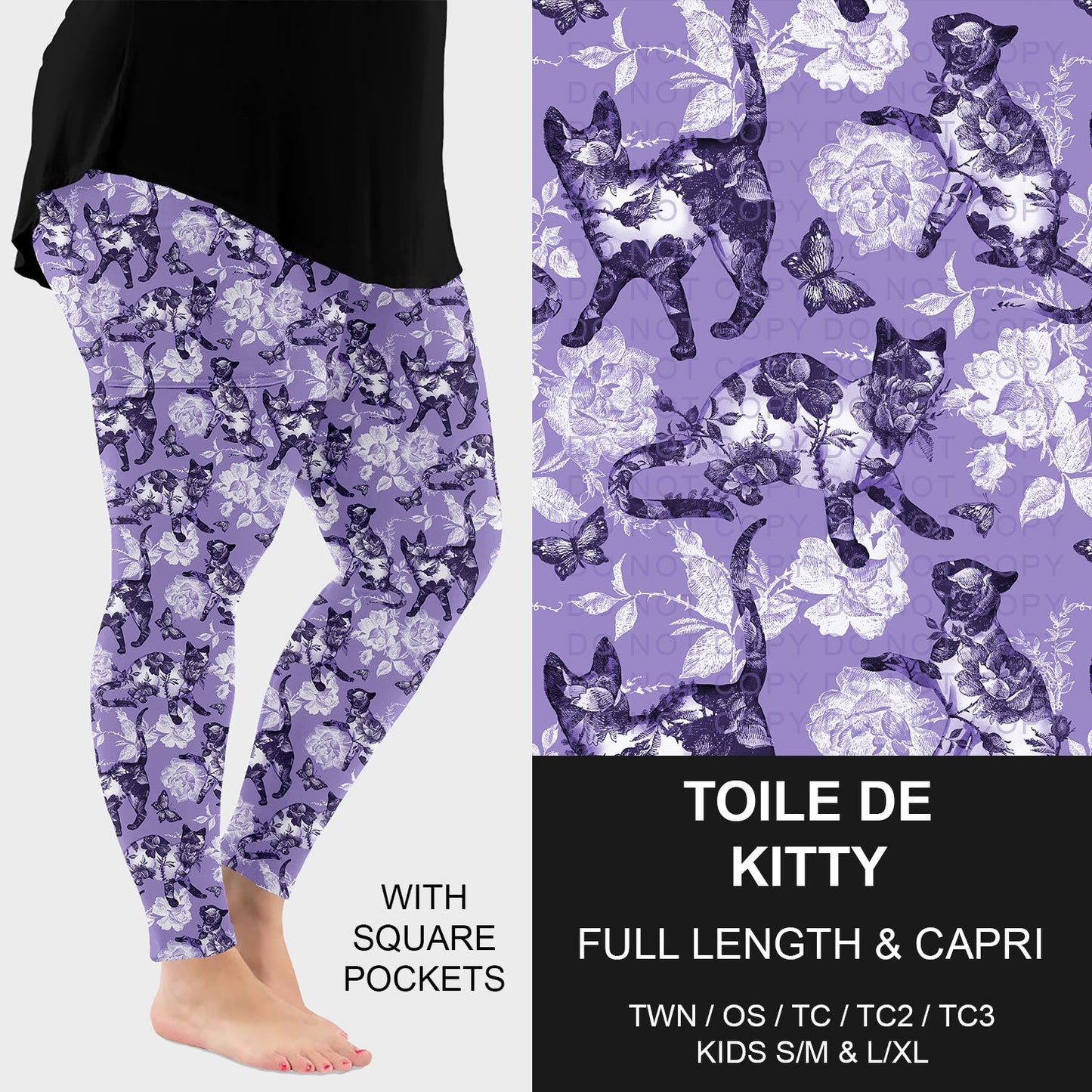 B264 - Preorder Toile de Kitty Leggings w/ Pockets (Closes 12/07. ETA: early Feb.)
