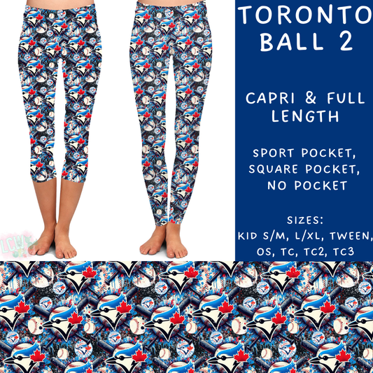 Batch #498 - Strike Out 3 - Closes 3/2 - ETA early May - Toronto Ball 2 Full and Capri Length Leggings - Alonna's Legging Land