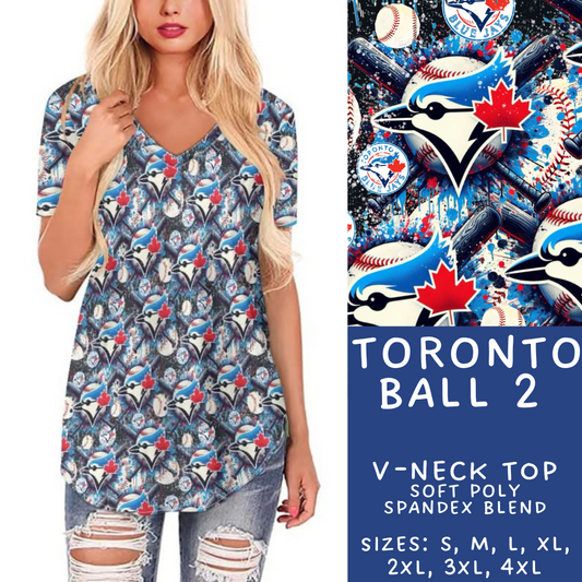 Batch #498 - Strike Out 3 - Closes 3/2 - ETA early May - Toronto Ball 2 V-Neck Tee - Alonna's Legging Land