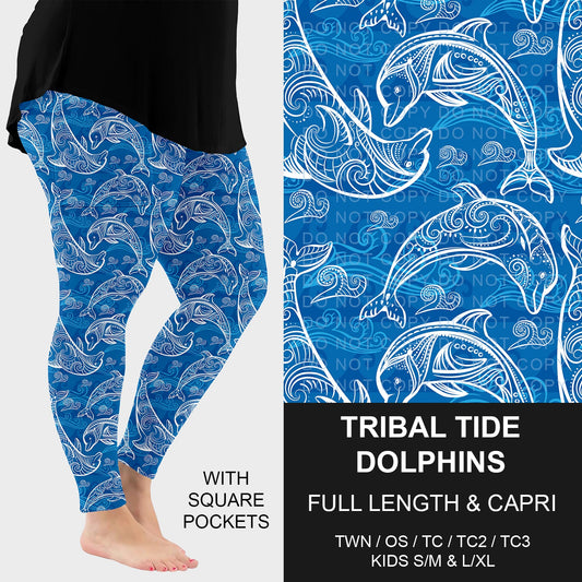 B292 - Preorder Tribal Tide Dolphins Leggings w/ Pockets (Closes 5/24. ETA: late July)
