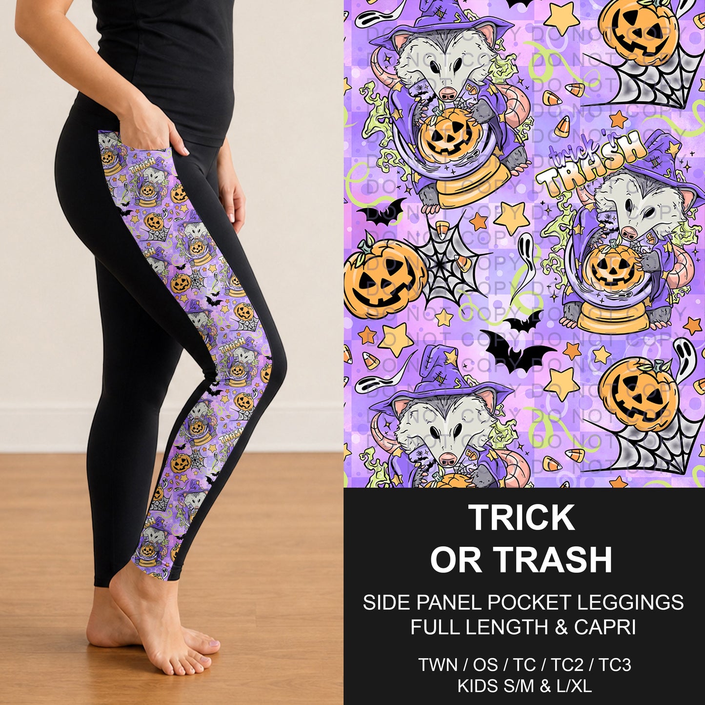 B297 - Preorder Trick or Trash Side Panel Pocket Leggings (Closes 6/28. ETA: early Sept.)