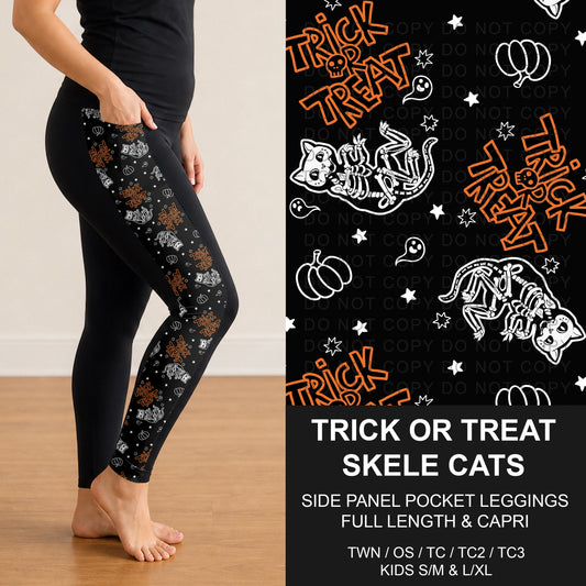 B295 - Preorder Trick or Treat Skele Cat Side Panel Pocket Leggings (Closes 6/14. ETA: late Aug.)
