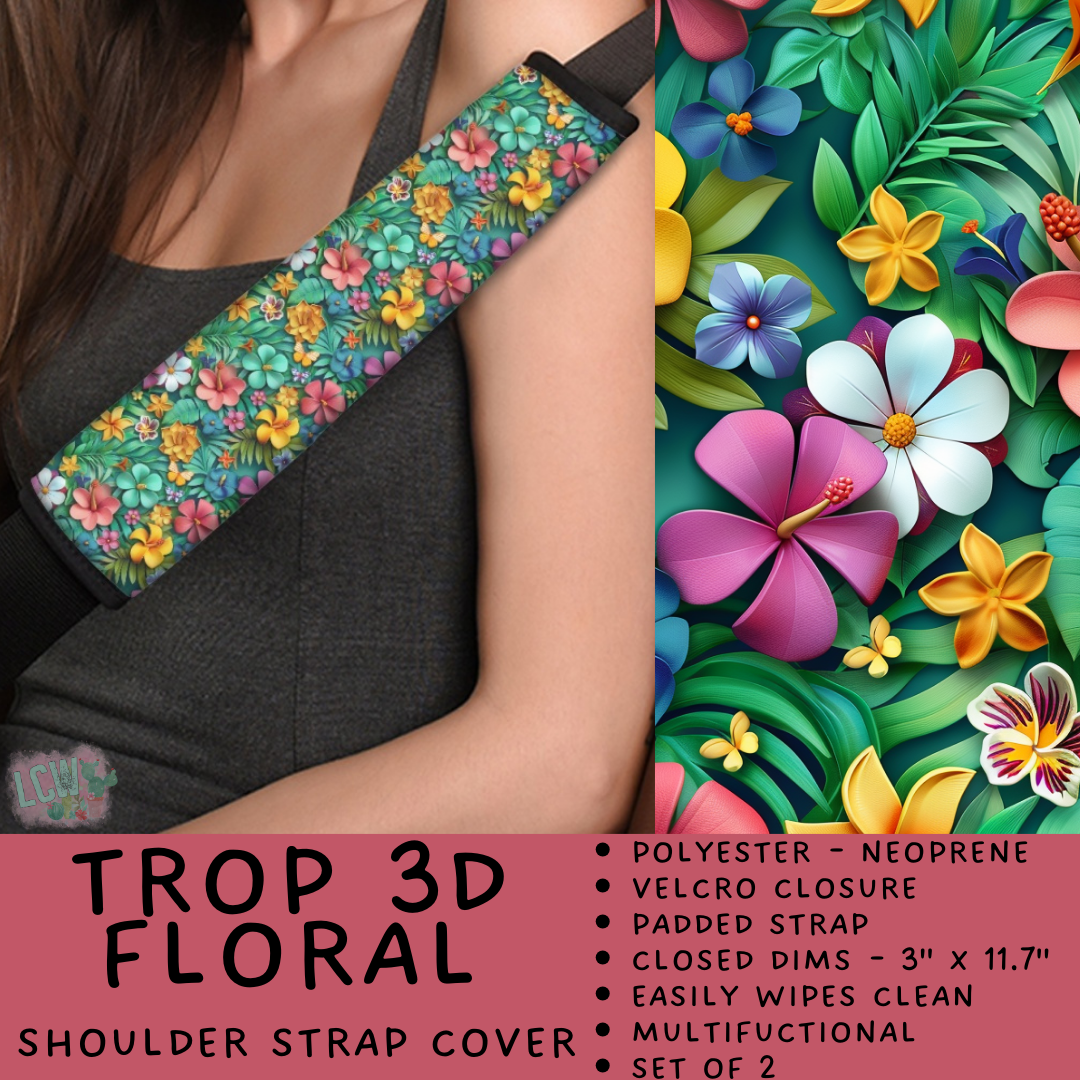 Batch #423 - Car Accessories - Closes 10/2 - ETA mid/late Nov - Trop 3D Floral Shoulder Strap Pads