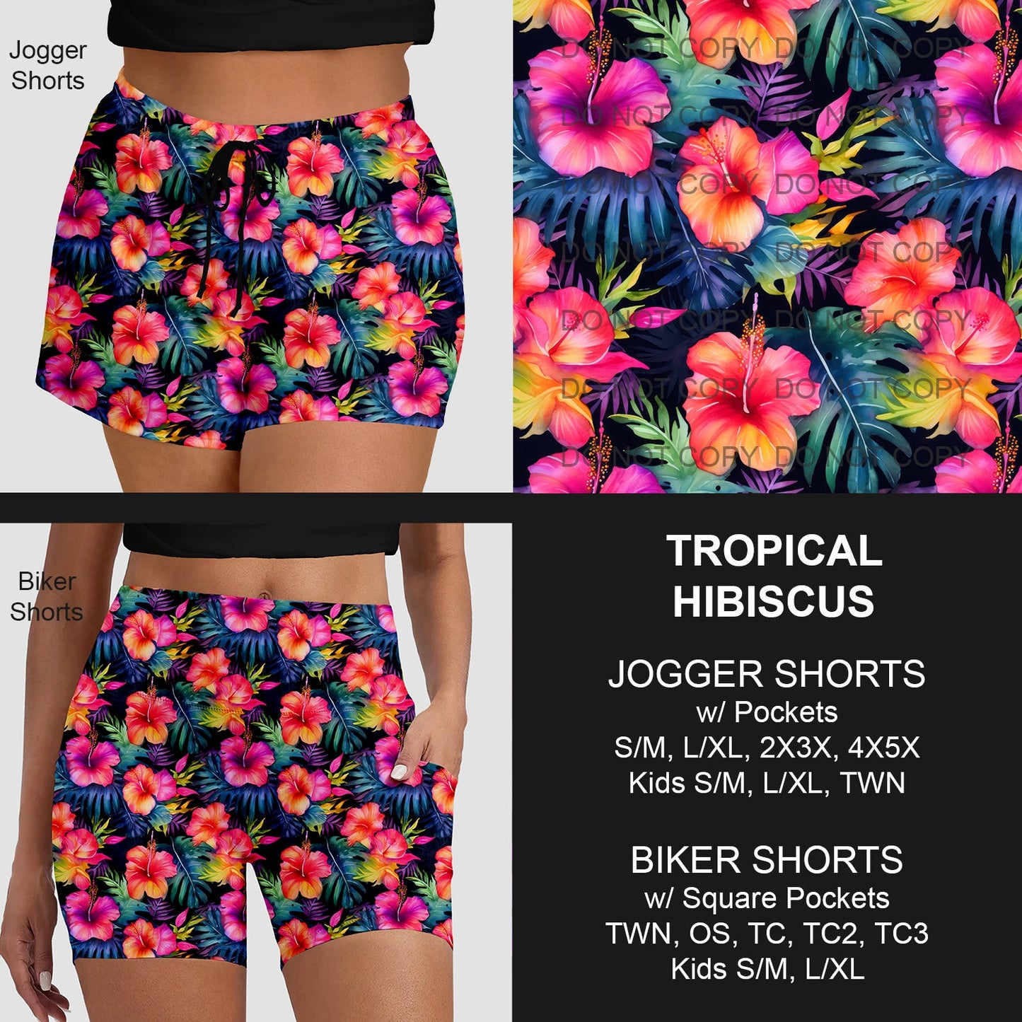 B220 - Preorder Tropical Hibiscus Jogger/Biker Shorts (Closes 3/28. ETA: mid June)