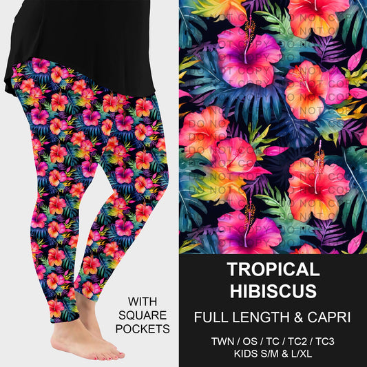 B228 - Preorder Tropical Hibiscus Leggings w/ Pockets (Closes 5/11. ETA: late July)