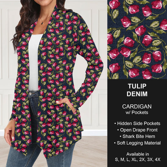 B252 - Preorder Tulip Denim Cardigan w/ Pockets (Closes 9/21. ETA: mid Nov.)