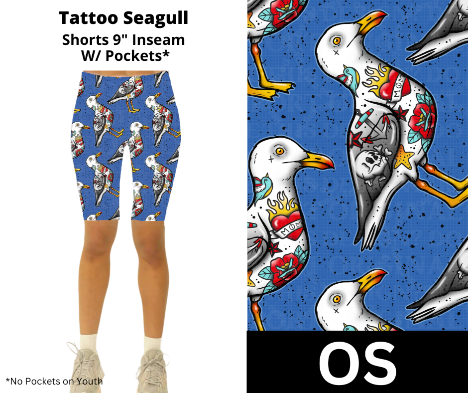 Tattoo Seagull Jamaica Shorts w/ Pockets