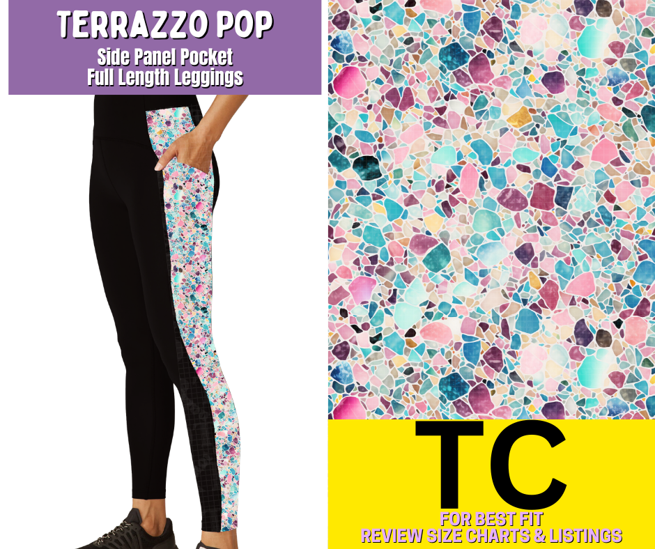 Terrazzo Pop Side Panel Pocket Full Length Leggings - Alonna's Legging Land