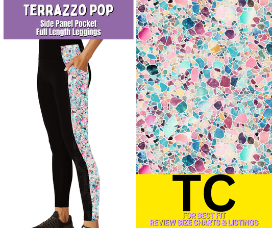 Terrazzo Pop Side Panel Pocket Full Length Leggings - Alonna's Legging Land