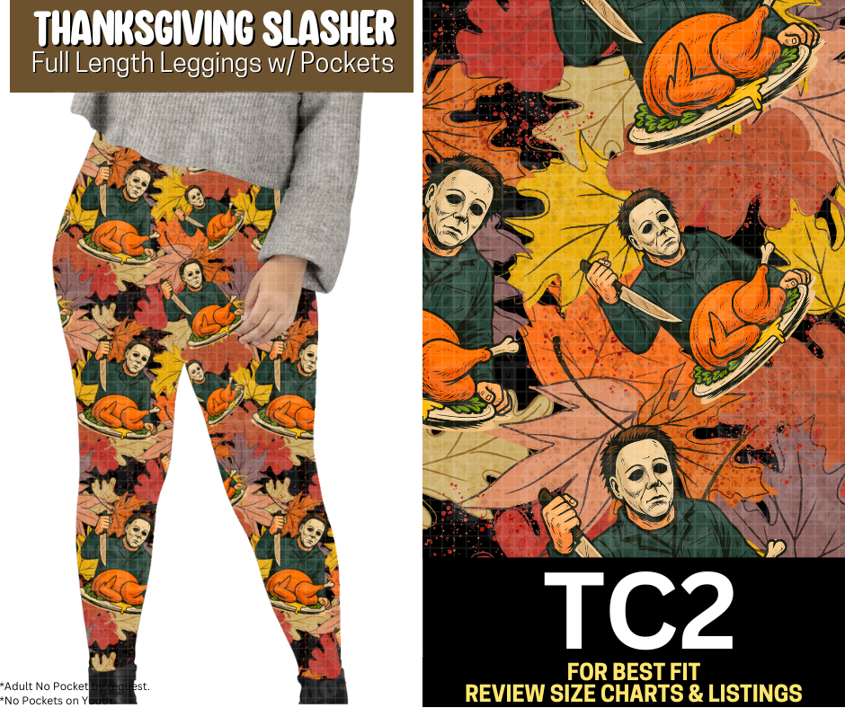 Thanksgiving Slasher Full Length Leggings w/ Pockets