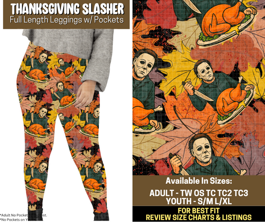 Preorder! Closes 9/4. ETA Dec. Thanksgiving Slasher Full Length Leggings w/wo Pockets