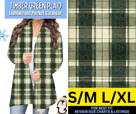 Timber Green Plaid Pocket Cardigan - Alonna's Legging Land