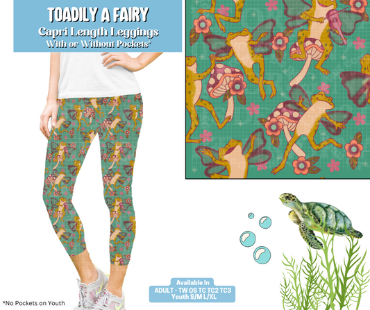 Preorder! Closes 5/7. ETA August. Toadily A Frog Fairy Capri Length Leggings w/wo Pockets