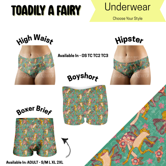 Preorder! Closes 5/14. ETA August. Toadily A Frog Fairy Hipster, High Waist, & Boyshort Underwear & Boxer Briefs