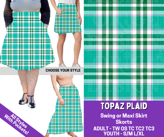 Preorder! Closes 5/27. ETA Aug. Topaz Plaid Combo Skort/Skirt Lengths