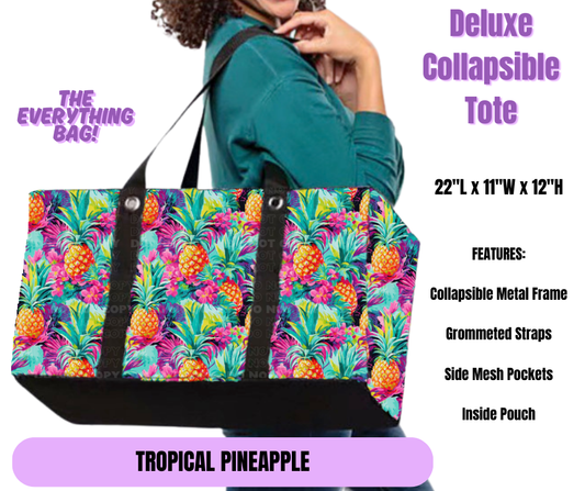 Preorder! Closes 5/19. ETA August. Tropical Pineapple Collapsible Tote