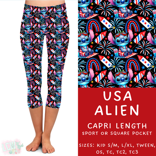 Batch #338 - Magical 4th of July - Closes 5/7 - ETA mid June - USA Alien Capri Length Leggings
