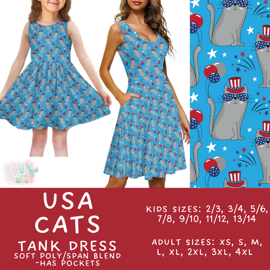 Batch #335 - RWB Tank Dresses - Closes 5/8 - ETA mid June - USA Cats Women's & Girl's Tank Dress