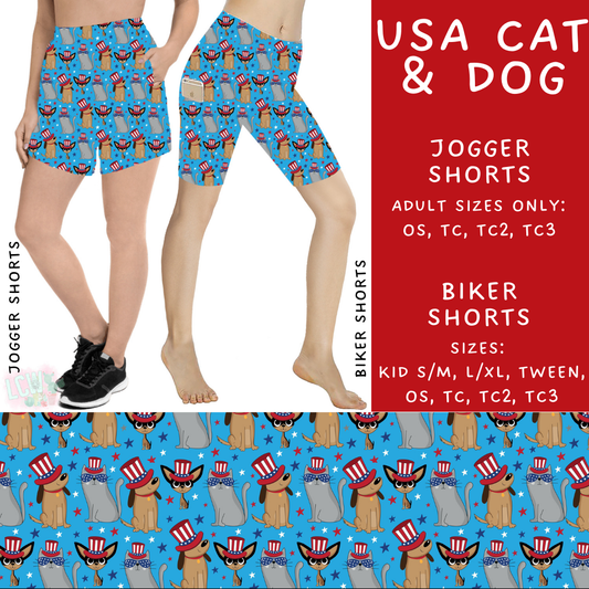 Batch #337 - USA Faves - Closes 5/7 - ETA mid June - USA Cat & Dog Biker & Jogger Shorts