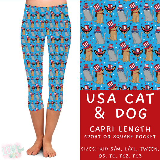 Batch #337 - USA Faves - Closes 5/7 - ETA mid June - USA Cat & Dog Capri Length Leggings