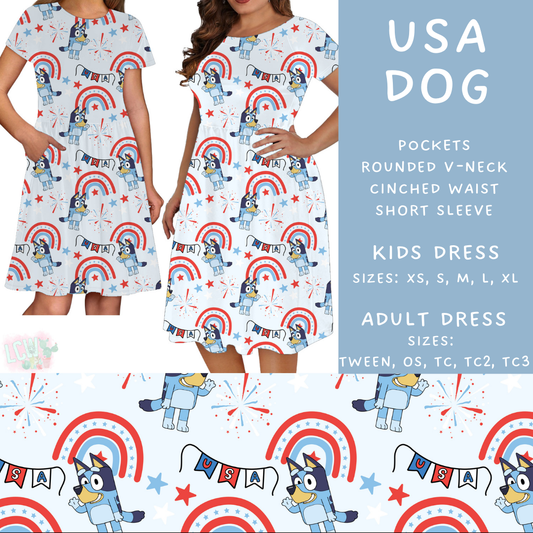 Batch #336 - RWB Characters - Closes 5/7 - ETA mid June - USA Dog Adult & Kids Dress