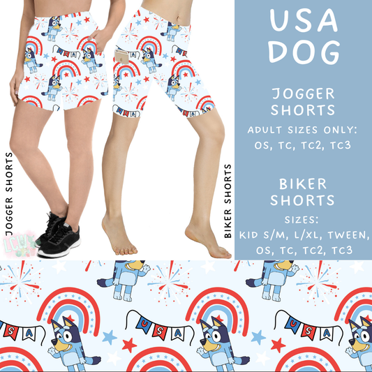 Batch #336 - RWB Characters - Closes 5/7 - ETA mid June - USA Dog Biker & Jogger Shorts