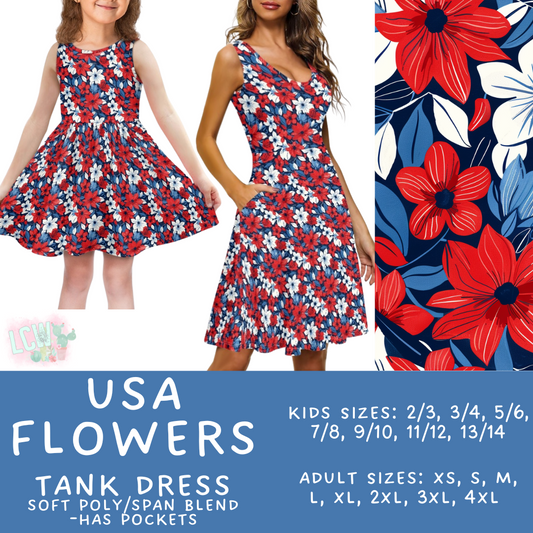 Batch #335 - RWB Tank Dresses - Closes 5/8 - ETA mid June - USA Flowers Women's & Girl's Tank Dress