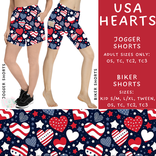 Batch #337 - USA Faves - Closes 5/7 - ETA mid June - USA Hearts Biker & Jogger Shorts