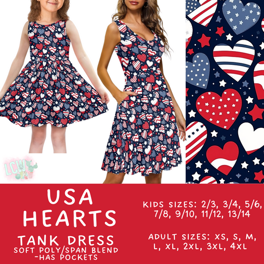 Batch #335 - RWB Tank Dresses - Closes 5/8 - ETA mid June - USA Hearts Women's & Girl's Tank Dress