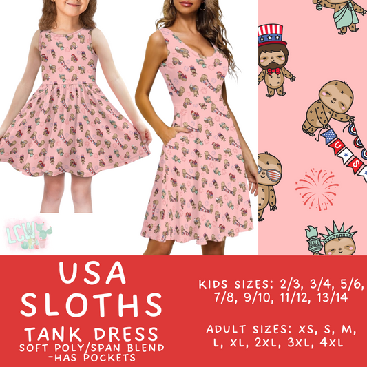 Batch #335 - RWB Tank Dresses - Closes 5/8 - ETA mid June - USA Sloths Women's & Girl's Tank Dress