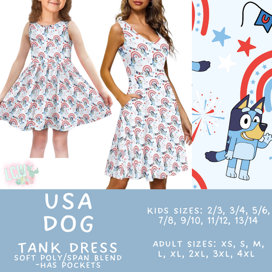 Batch #336 - RWB Characters - Closes 5/7 - ETA mid June - USA Dog Women's & Girl's Tank Dress