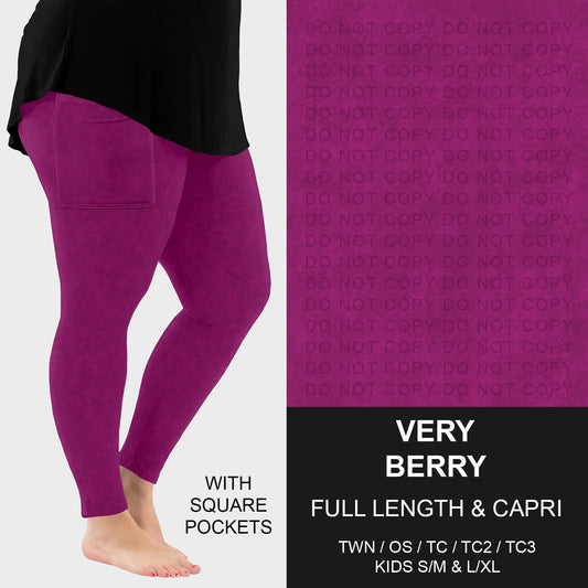 B280 - Preorder Very Berry Leggings w/ Pockets (Closes 3/22. ETA: late May)