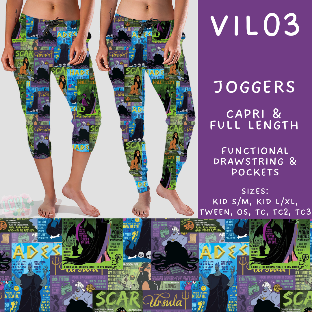 Batch #504 - Villains 3 Collection - Closes 3/16 - ETA mid May - Vil03 Full and Capri Length Joggers
