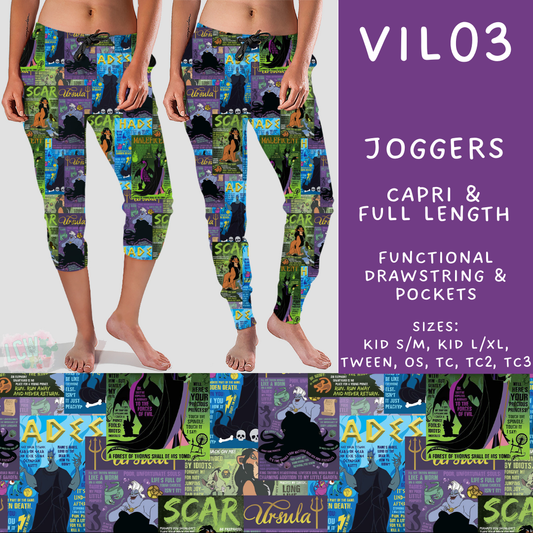 Batch #504 - Villains 3 Collection - Closes 3/16 - ETA mid May - Vil03 Full and Capri Length Joggers
