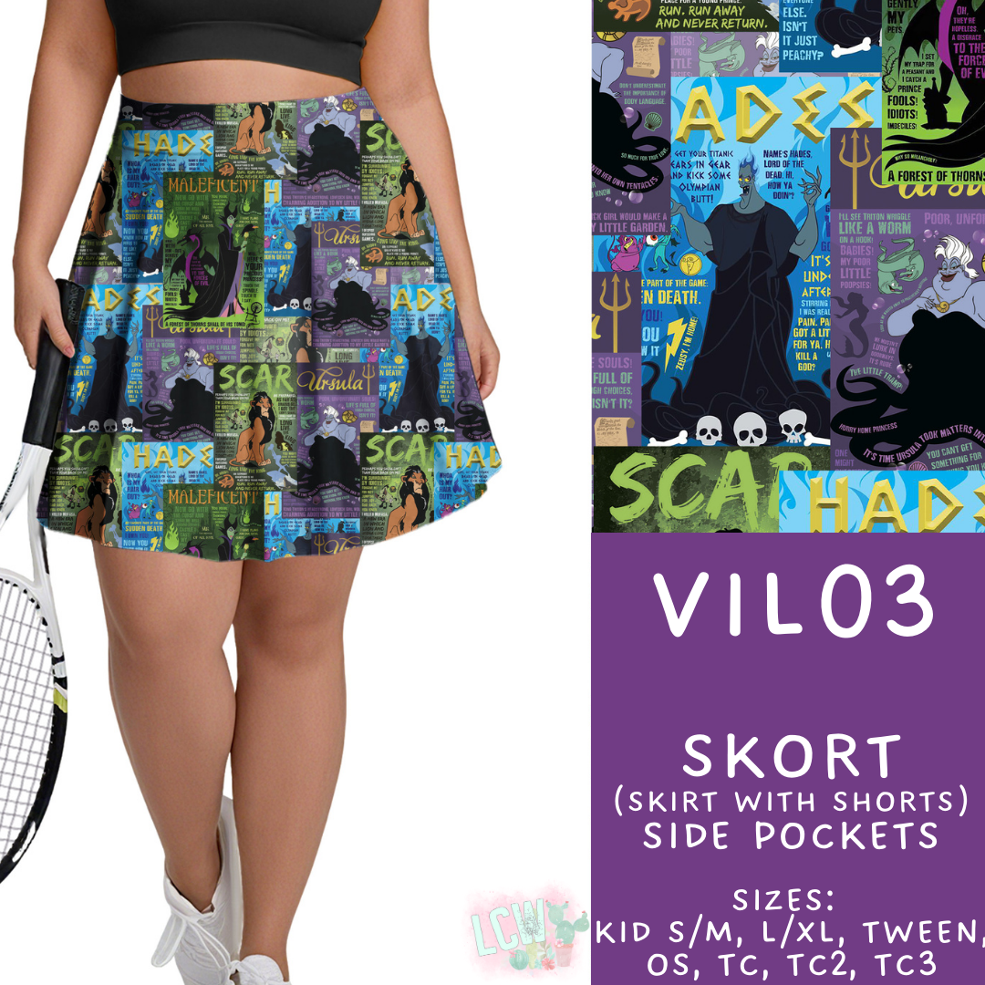 Batch #504 - Villains 3 Collection - Closes 3/16 - ETA mid May - Vil03 Skort