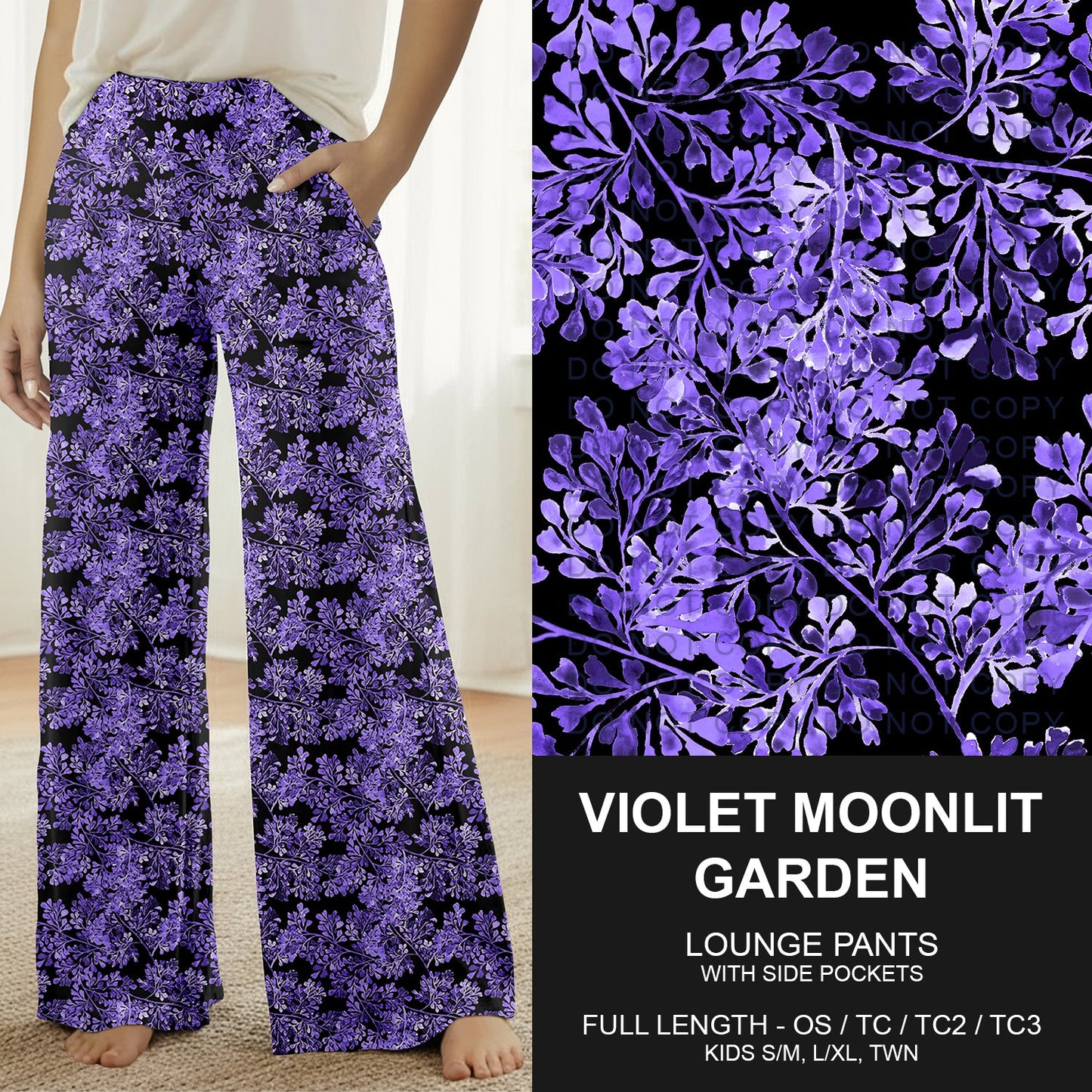 B262 - Preorder Violet Moonlit Garden Lounge Pants (Closes 11/23. ETA late Jan.)