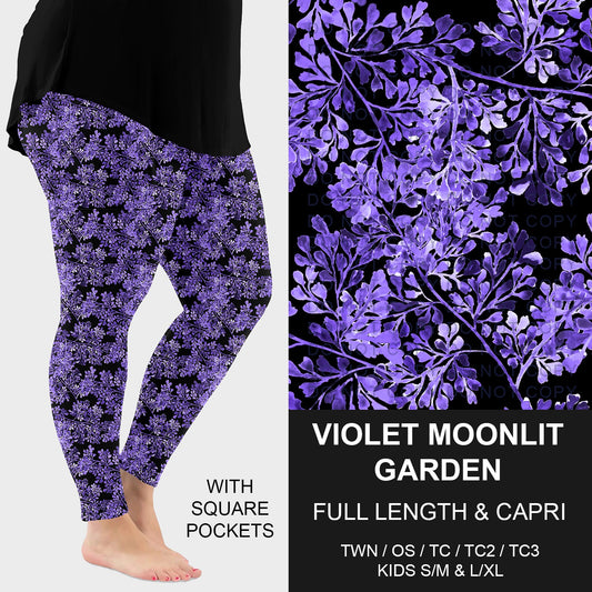 B262 - Preorder Violet Moonlit Garden Leggings w/ Pockets (Closes 11/23. ETA: late Jan.)